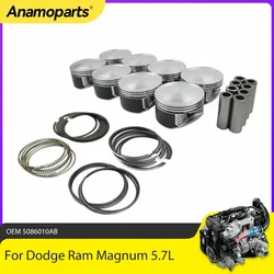 Engine Parts Pistons & Rings Set Fit 5.7L V8 GAS For Dodge Ram Magnum Durango Charger 2500 Chrysler 300 Jeep 5.7L HEMI OHV 03-08