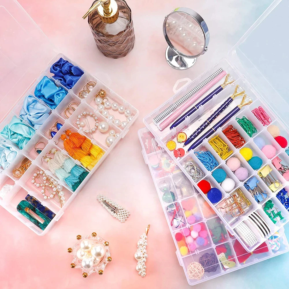 24 Grids Transparent Plastic Embroidery Floss Storage Box  Floss Bobbins Storage Organizer DIY Cross Stitch Sewing Tools