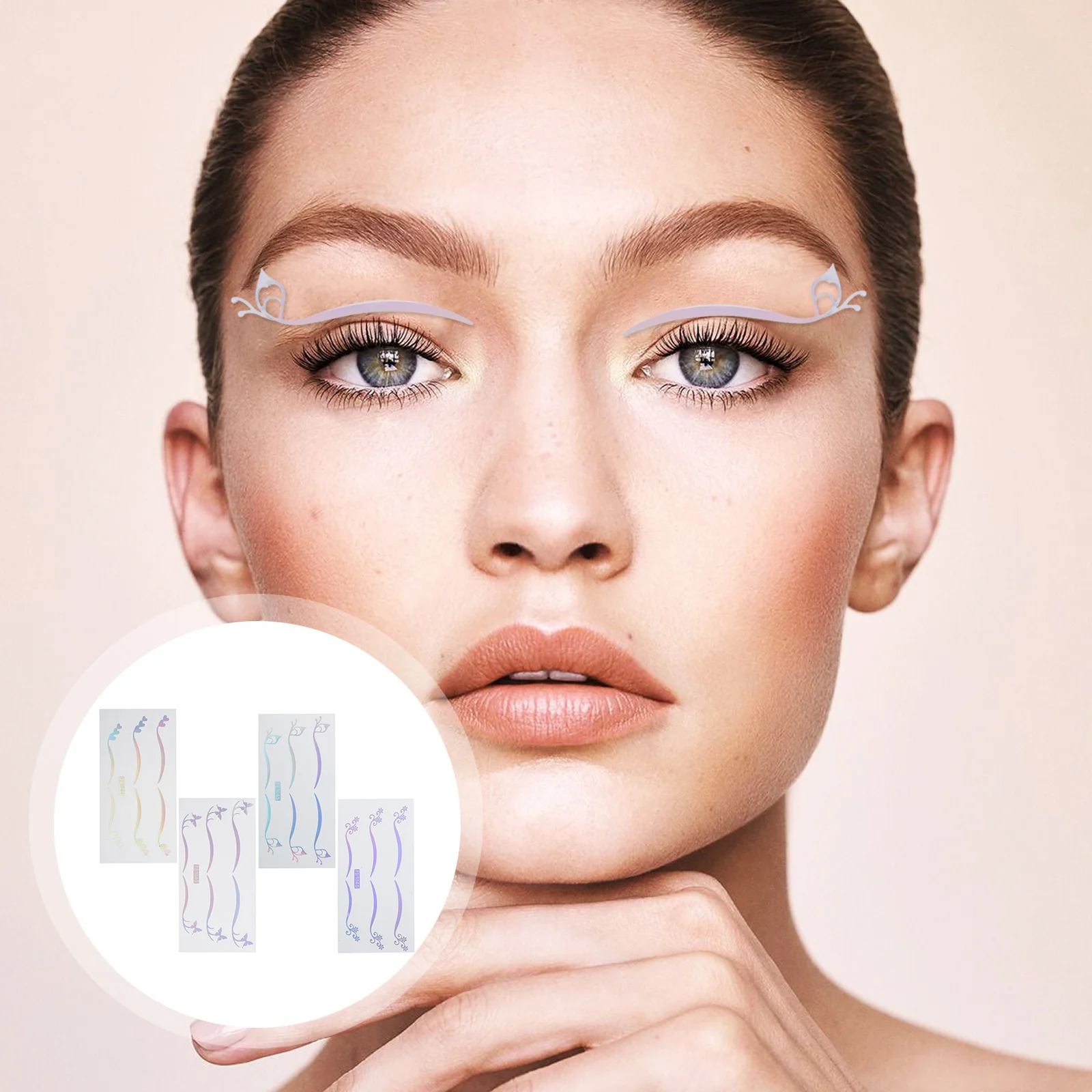 

4 Sheet Holographic Silver Butterfly Star Double Eyelid Sticker Temporary Eyeliner Stickers for Daily Makeup Party Decoration