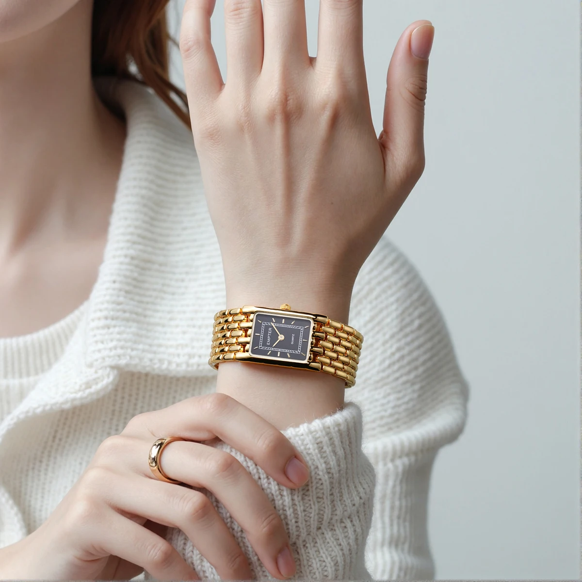 Small Gold Watches for Women - Dainty Analog Quartz Watch for Women - Ladies Watches Square Bracelet Watches for Casual Dress
