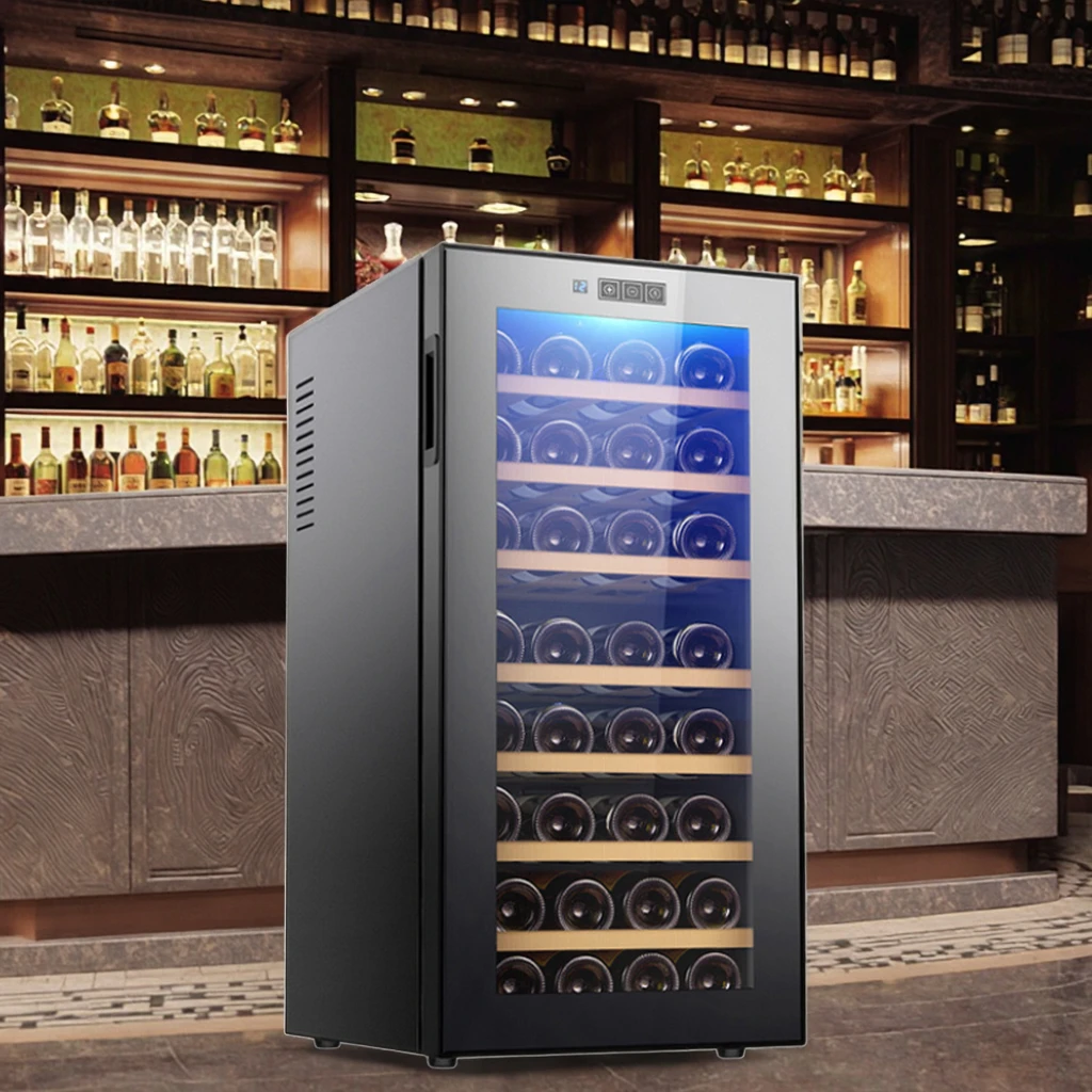 78L Freestanding Wine Cooler Fridge 32-Bottle Stainless Steel Wine Cabinet Electric for Household or Hotel Use