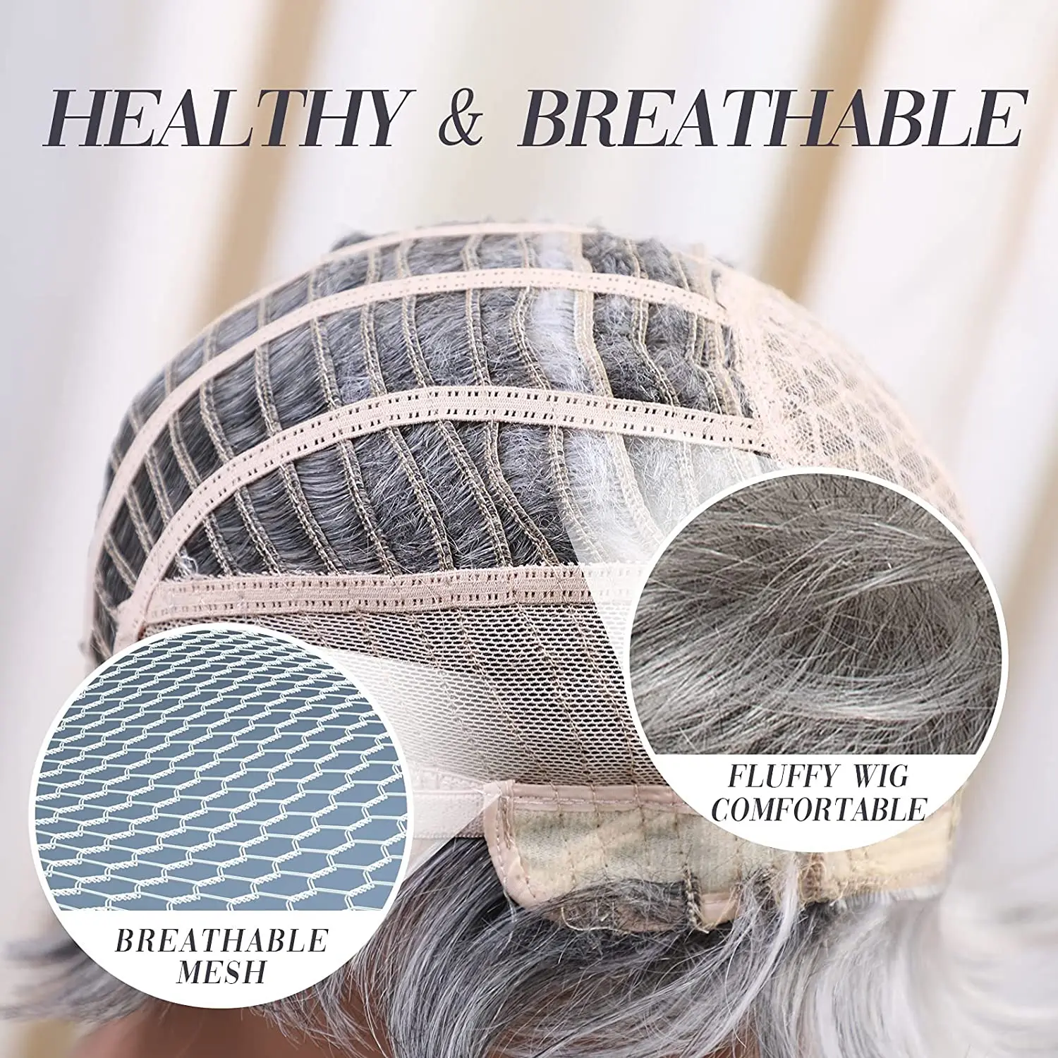 HAIRCUBE Kurze Grau Haar Perücke mit Pony Silber Asche Pixie Perücken für Frauen Synthetische Perücken Gemischt Mit Menschenhaar Hohe temperatur