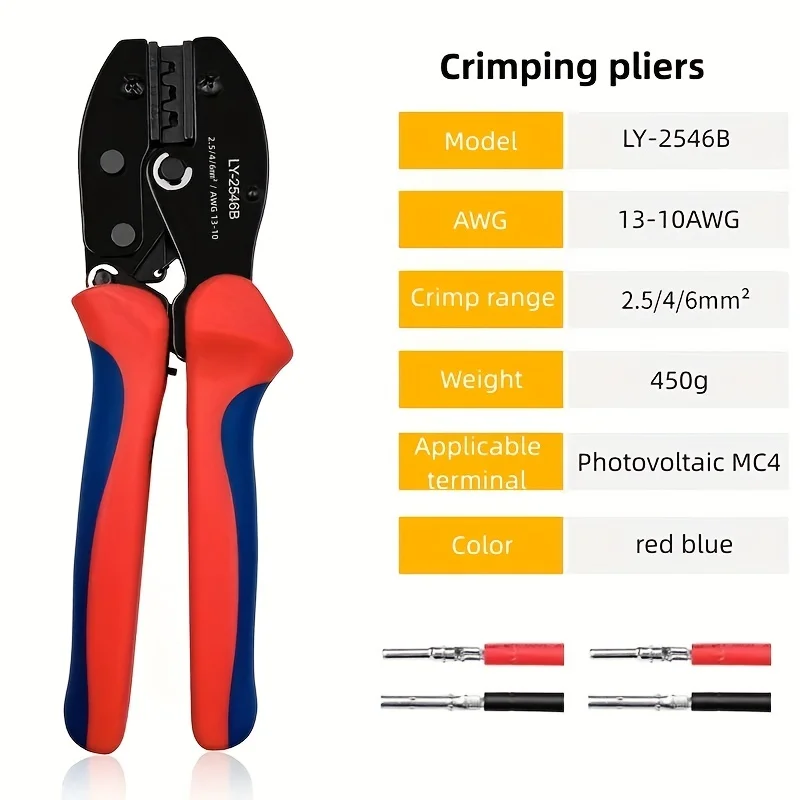 Solar photovoltaic tool MC4 terminal crimping pliers LY-2546B solar panel waterproof connector tool pliers 2.5/4/6mm ² 14-10AWG