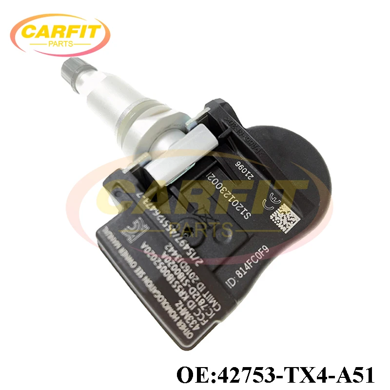 Novo oem 42753-tx4-a51 42753tx4a51 42753-tx4-a512-m1 42753tx4a512m1 tpms sensor de pressão dos pneus para acura mdx rdx rlx peças de automóvel