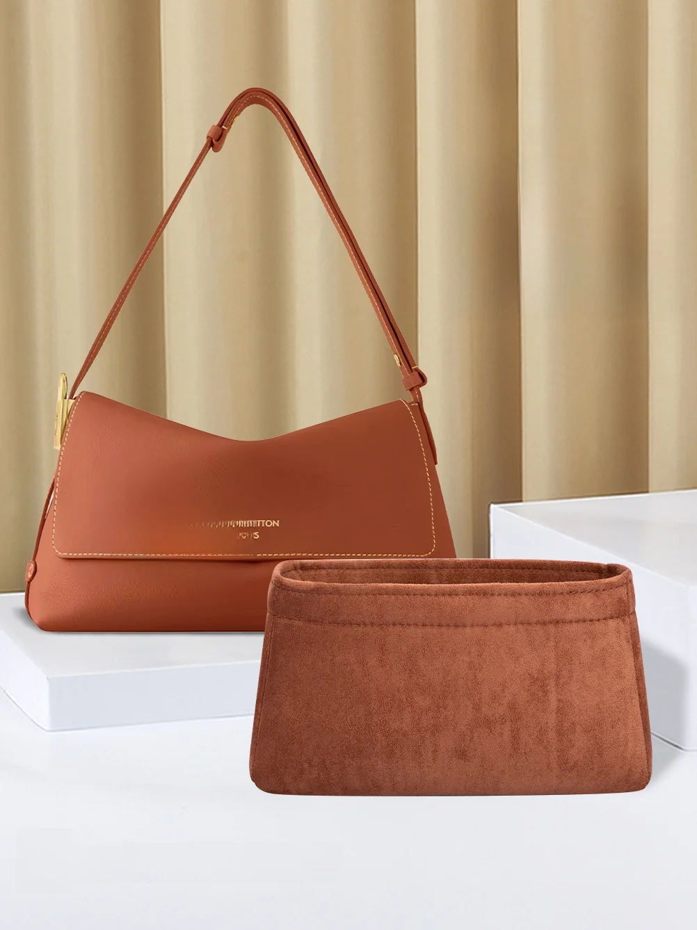 

Mice Color Bear LV New Low Key Messenger Underarm Bag Inner Organizer Storage Pouch Suede Velvet Material Women's Cosmetic Bag
