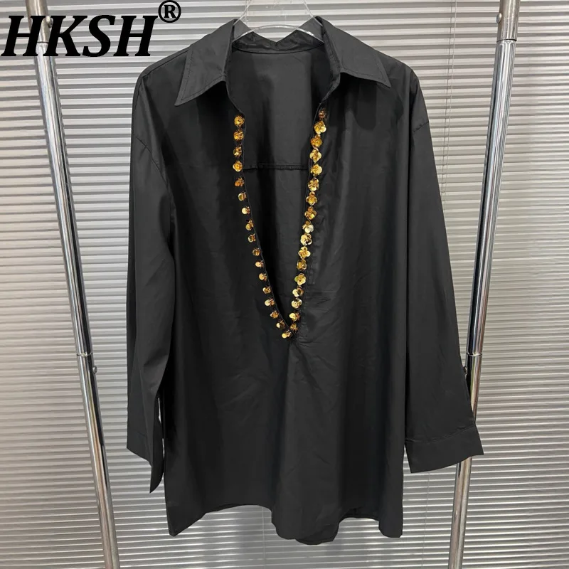 

HKSH Spring Autumn New Women Dark Korean Version Techwear Fashion Versatile Shirt Slim Long Sleeve Trendy Top Tide Casual HK9866