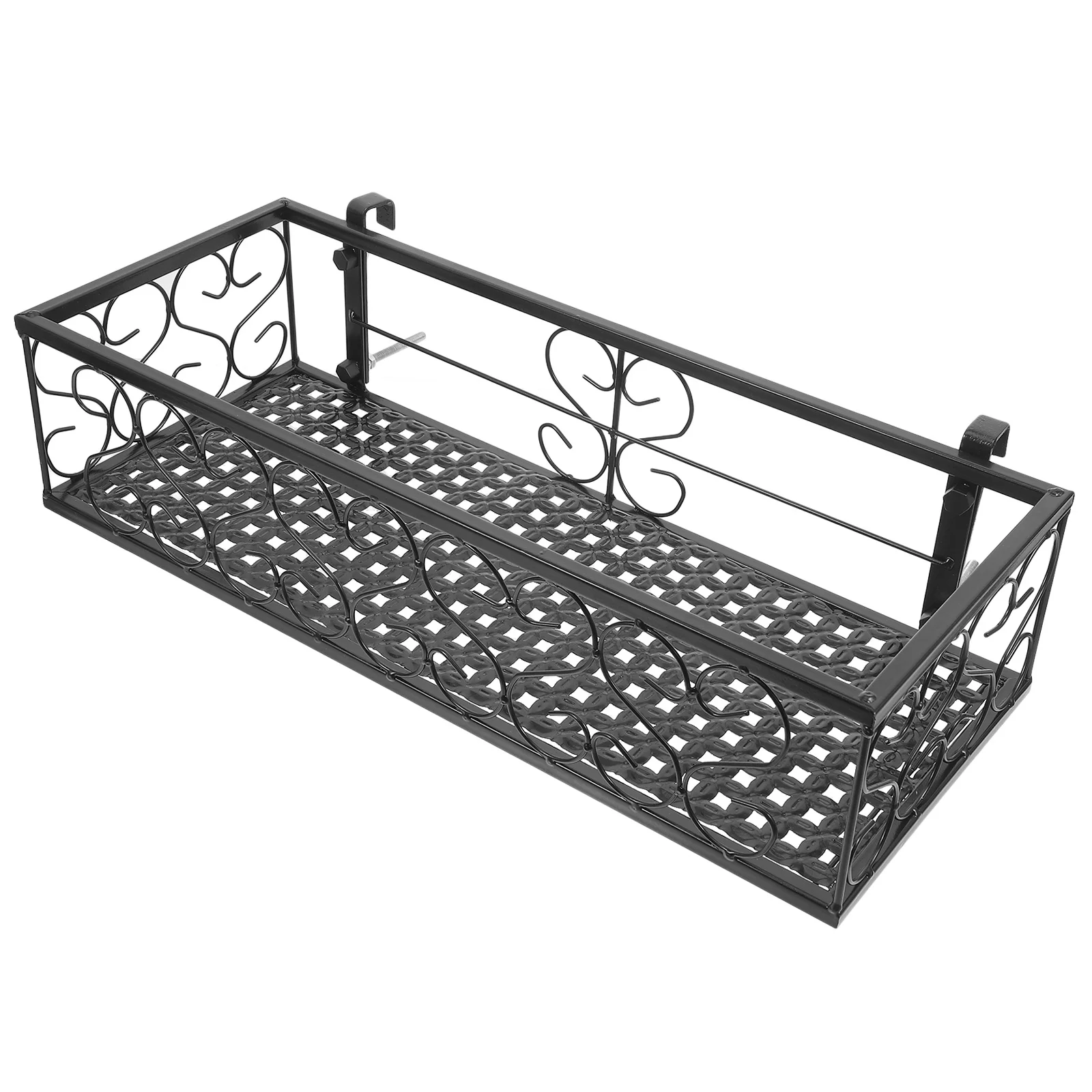 1 قطعة حامل زهور الشرفة معلق سياج جبل الثقيلة درابزين حديد حامل النبات للمنزل حديقة مقهى ديكور أسود