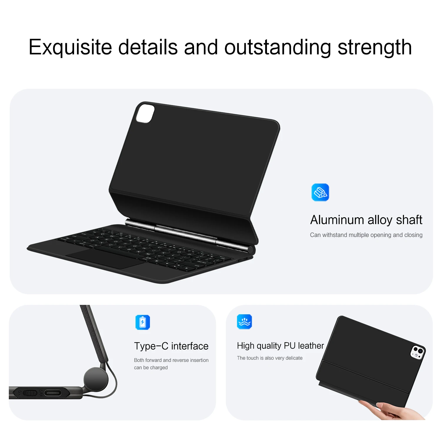 Hintergrundbeleuchtete magische Tastatur für iPad Pro 11 2024 iPad Pro 11 (M4) 11" Smart Case Portugiesisch Spanisch Hebräisch Arabisch Deutsch Tastatur