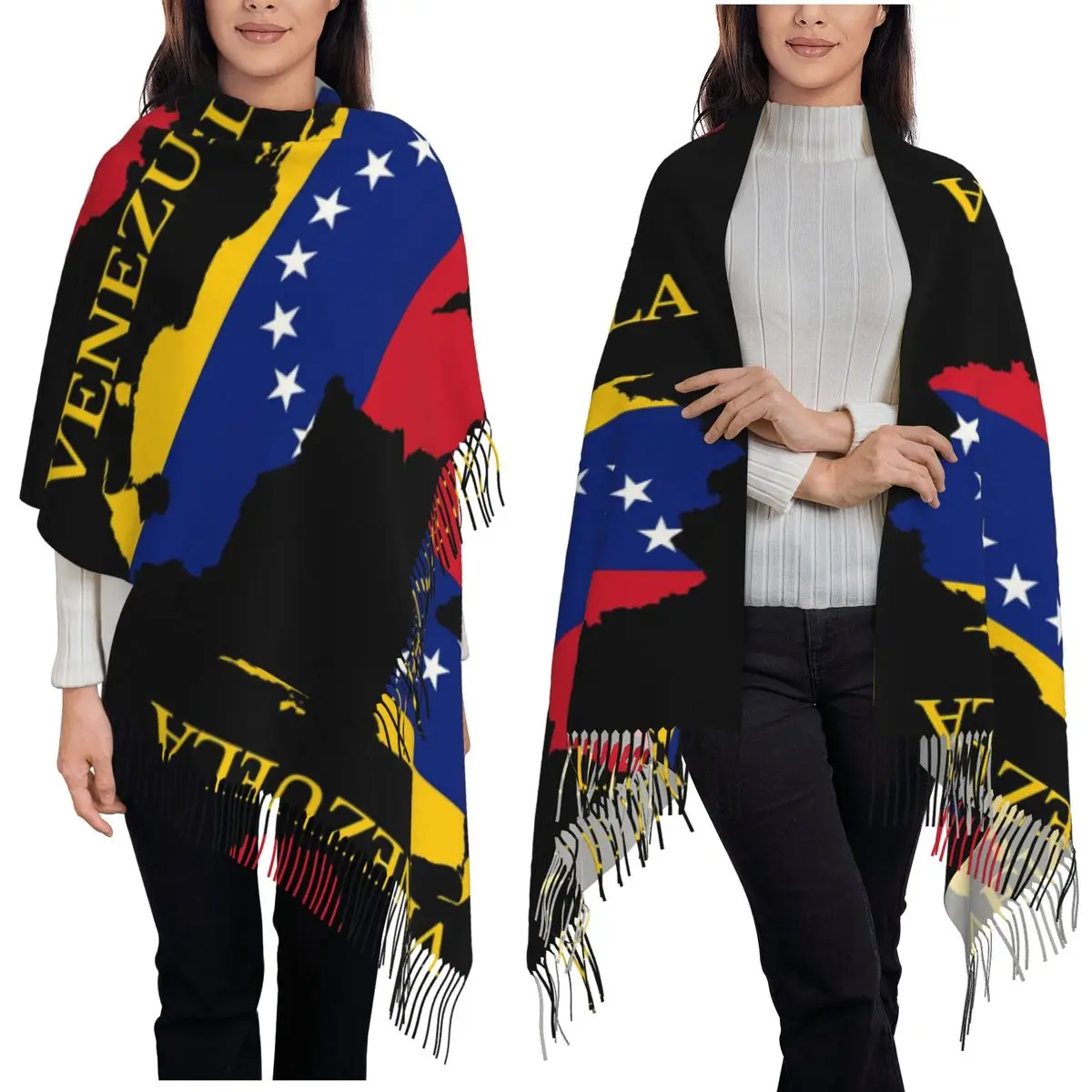 

Venezuela Arepa I Eat Arepas Traditional Food 7 Stars VZLA Scarf Tassel Scarves for Women Soft Shawls and Wraps Large Shawl Wrap