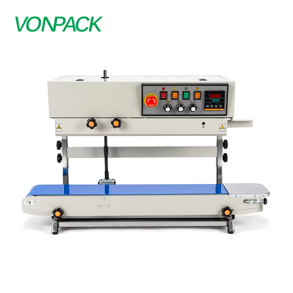 

VONPACK FR-1000 Vertical Band Sealer Machine Baking Finish Plastic Sealer Automatic Continuous Sealing Machine for Factory