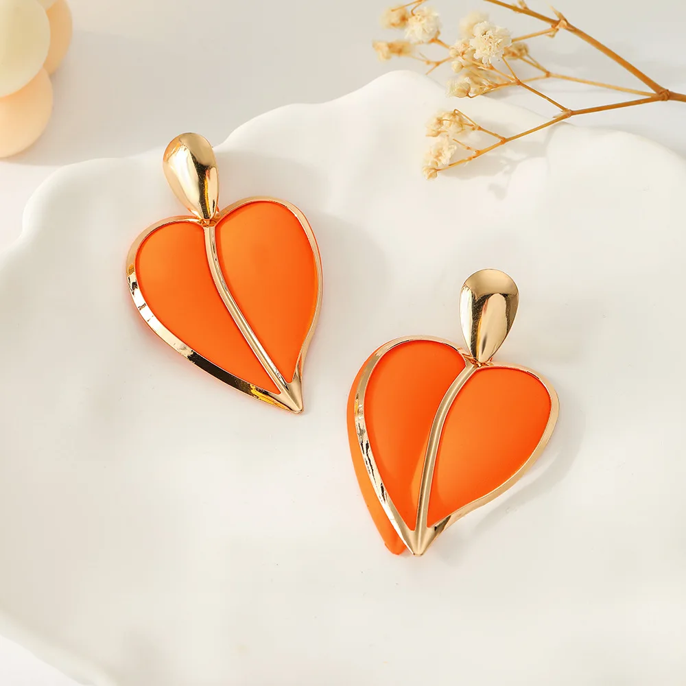 Double Layered Love Water Drop Earrings for Women Fashion Jewelry Heart Dangle Earrings Weekend Wedding Party Gifts