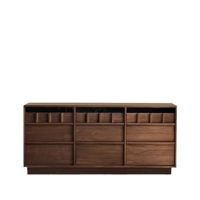 

North American black walnut solid wood medieval nine chest cabinet cherry wood log bone line retro multi-functional storage
