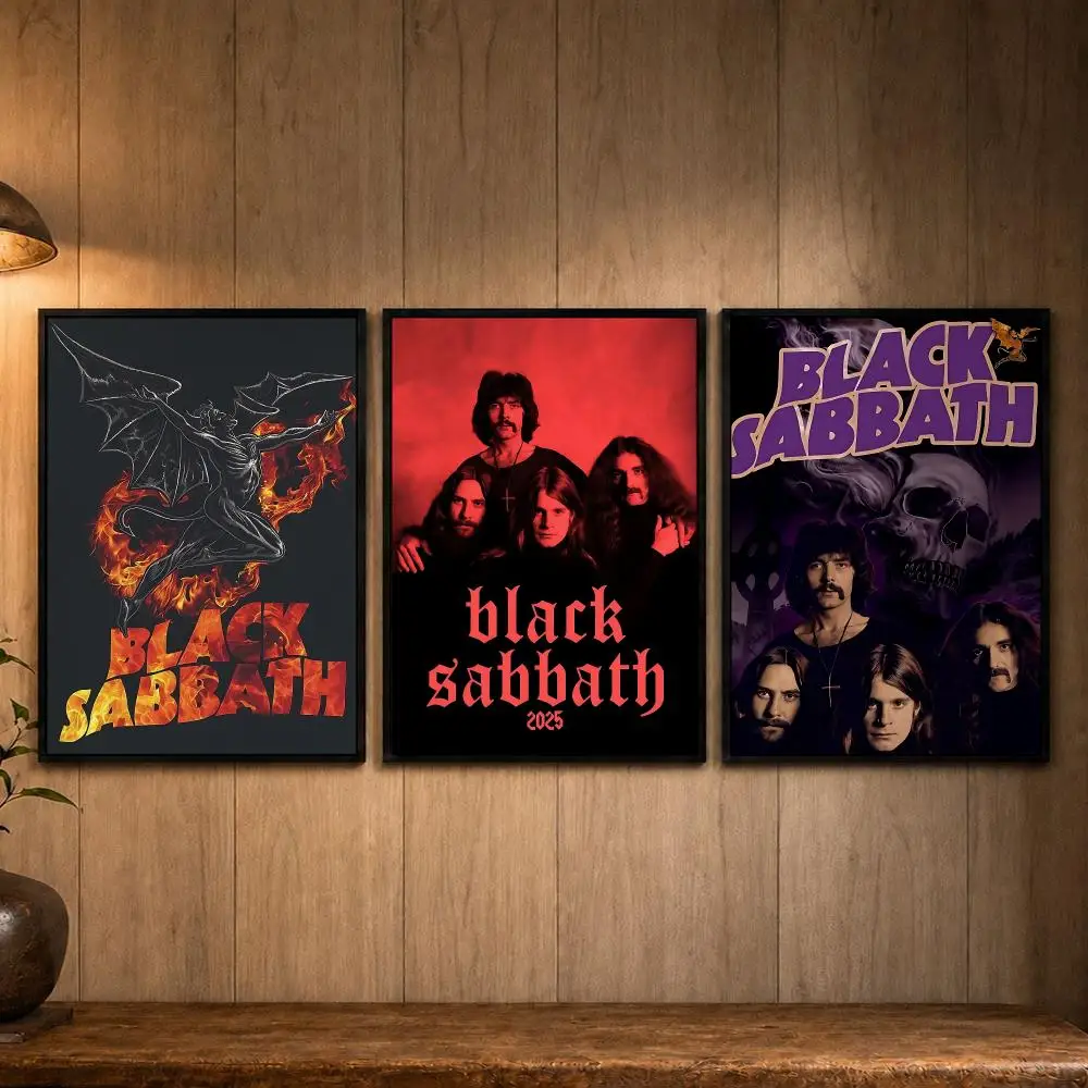 Ultimate Band B-Black SabbathS Poster Self-adhesive Art Poster Decoracion Painting Wall Art White Kraft Paper Home Decor