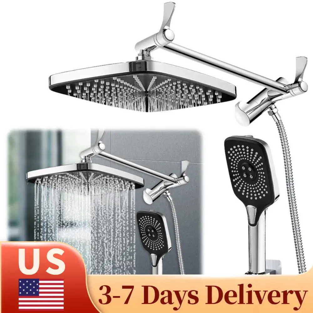 

12-дюймовая душевая лейка с регулировкой по высоте и углу наклона, комплект для ванной комнаты с удлинительной ручкой, напорная душевая лейка