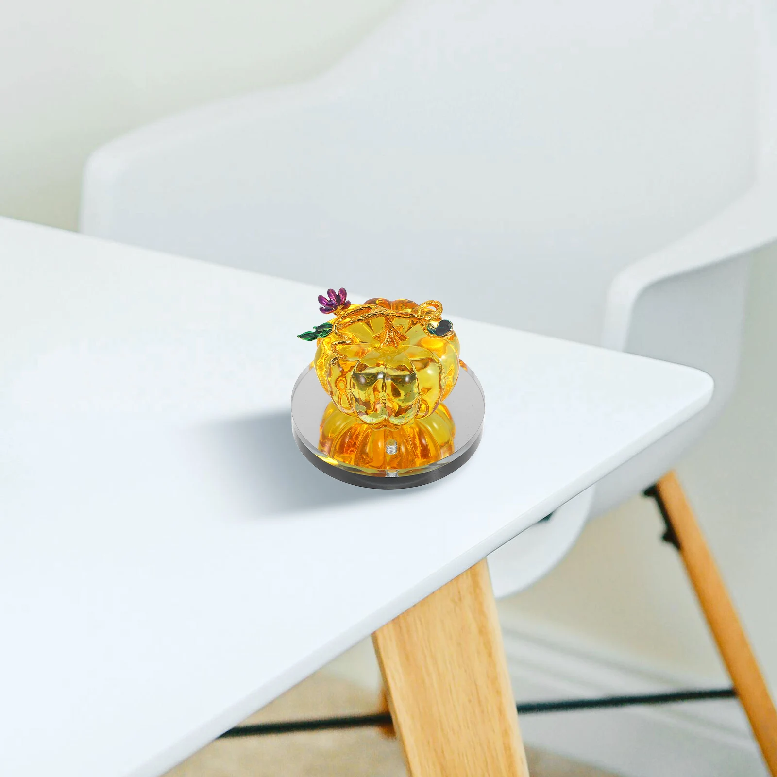 

Figurine Decorative Ornaments Mini Fall Crystal Glass Pumpkin Dining Room Table