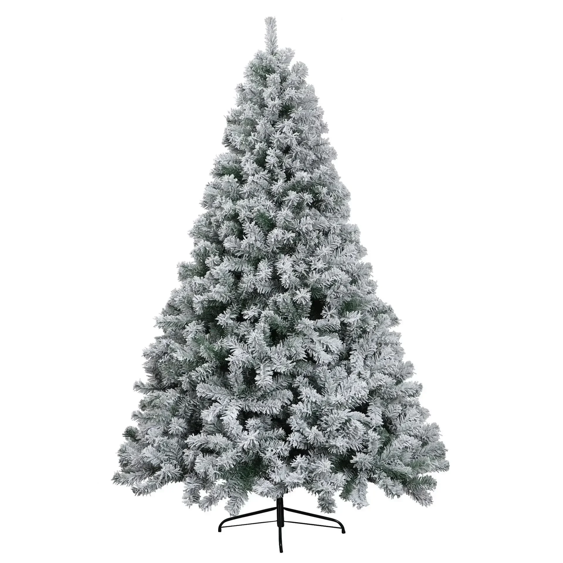 

6FT Artificial Snow Flocked Christmas Tree Green Realistic Snow View of Fir Tree White Xmas Tree