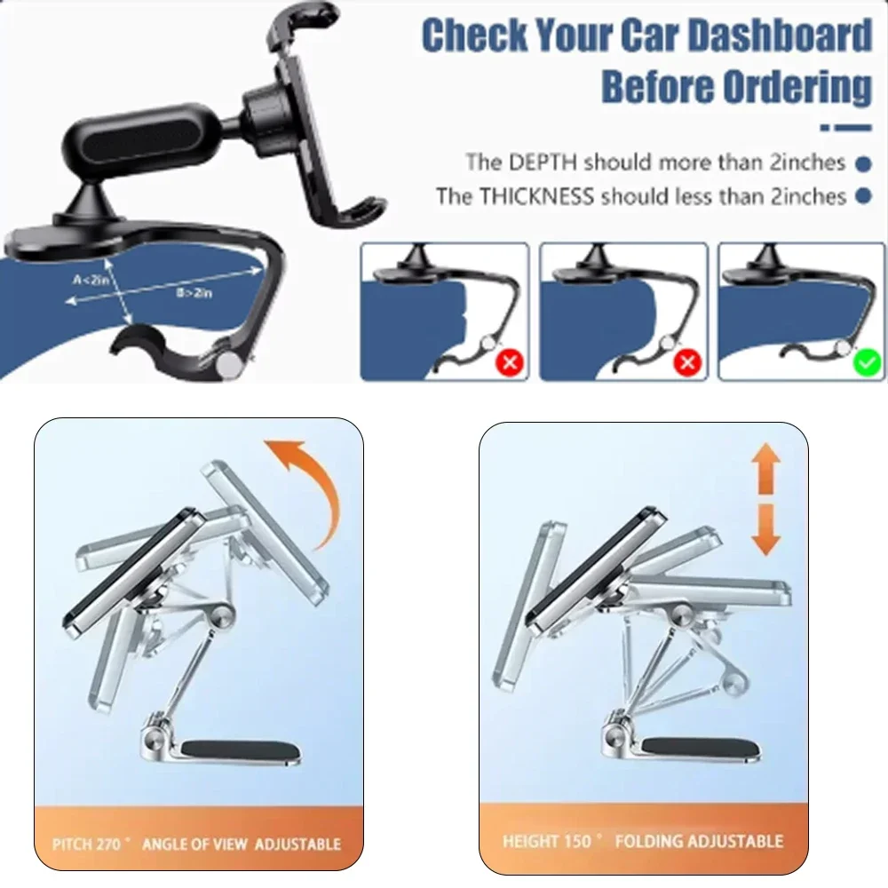 Folding Magnetic Car Phone Holder Rotatable Mobilephone GPS Mount Universal Foldable Phone Stand for Huawei iPhone Samsung