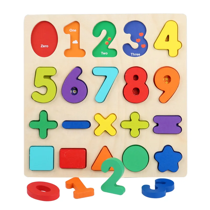 Holz Anzahl Bord Kinder Brief Frühe Bildung Bord Farbe Erkennung Form Bausteine Puzzle Spielzeug