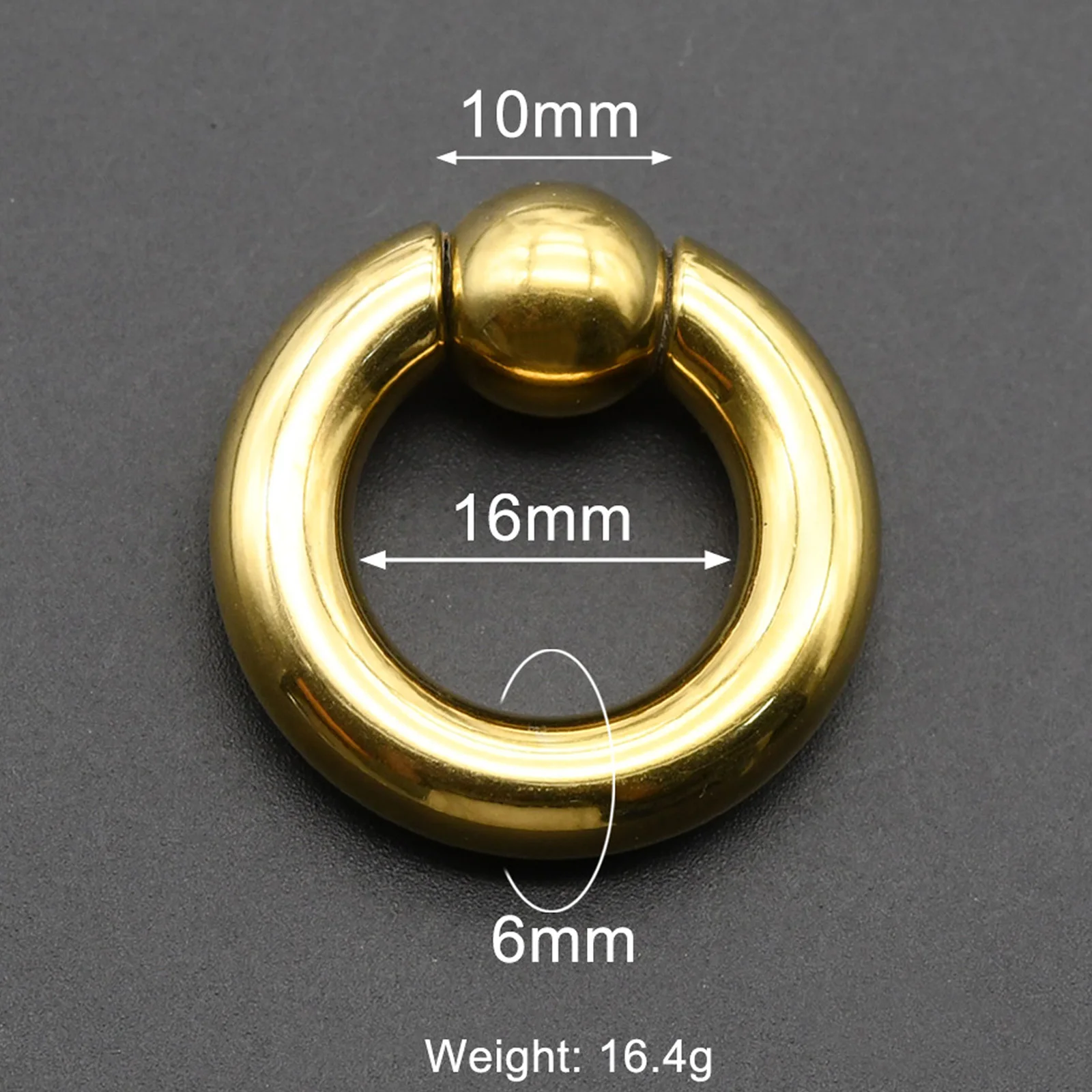 Large Gauge Surgical Steel Septum Piercing Nose Ring, Captive Bead