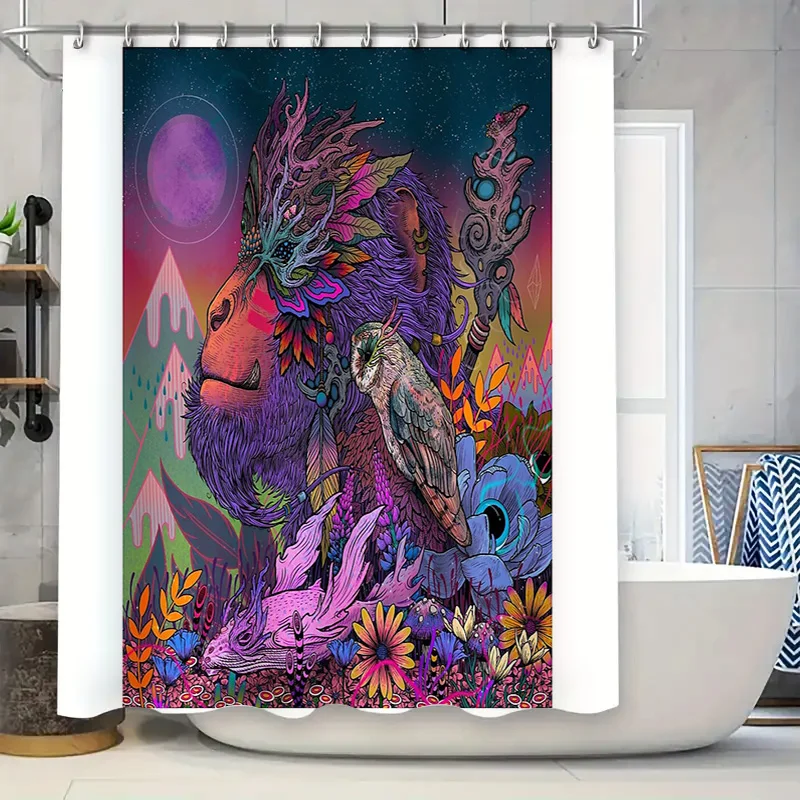 

Psychedelic Forest Tapestry Shower Curtain Nature Mystic Wolf Wall Hanging Home Decor Vintage Gothic Hippie Art