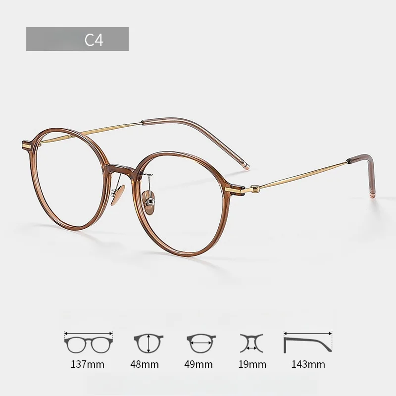 F DRACON Titanium Round Eyeglass Frame, Unisex
