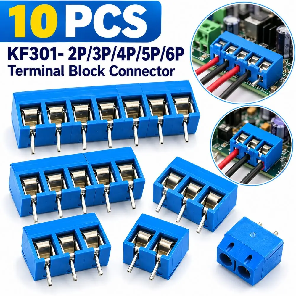5.0mm Pitch Barrier Terminal Connector PBT Plastic Body 2P/6P Wire Terminal Block Blue Spliceable Terminal Block Adapter