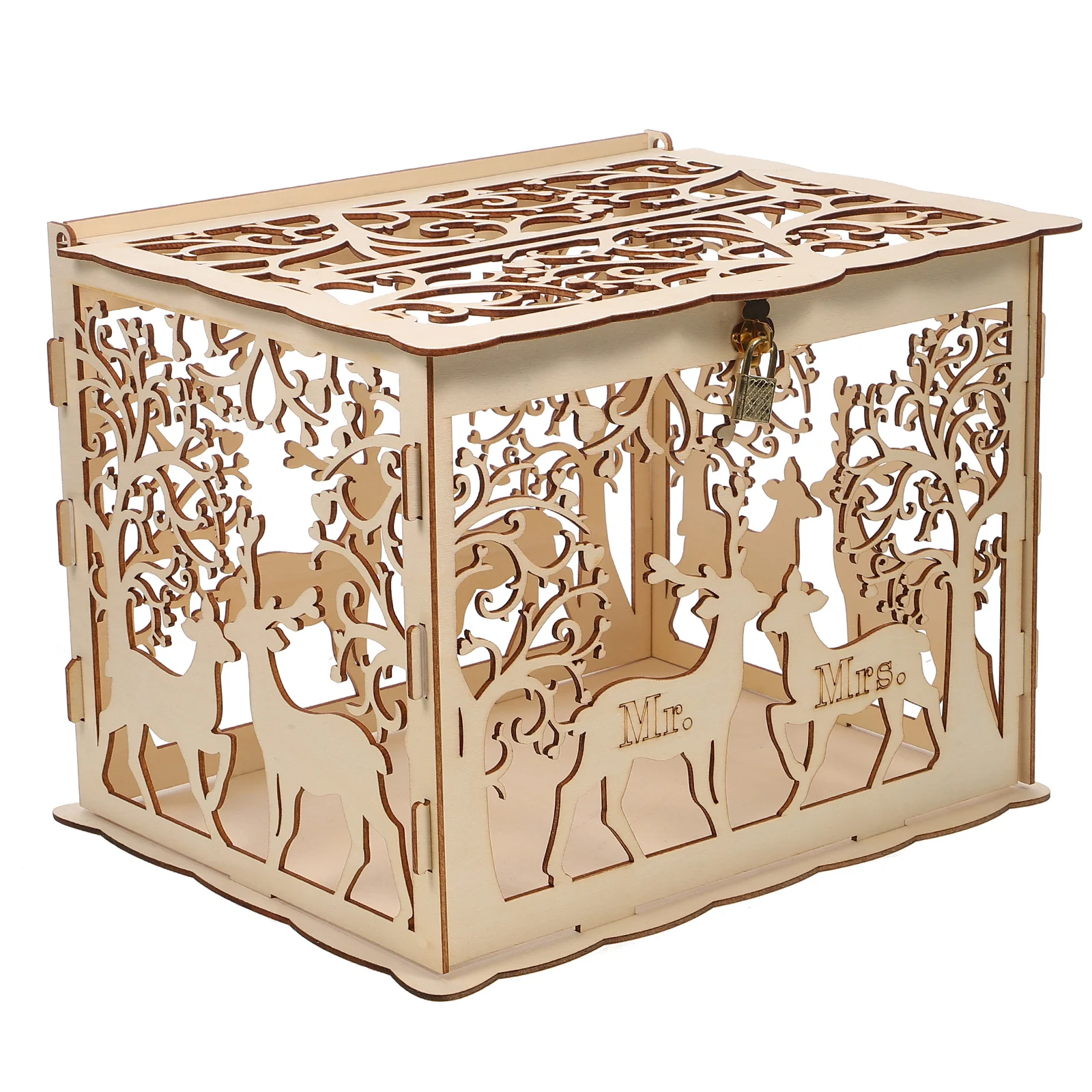 

Wooden Wedding Storage Box Large Size DIY Wedding Supplies Out Design Romantic Favor Box for Party Decoration