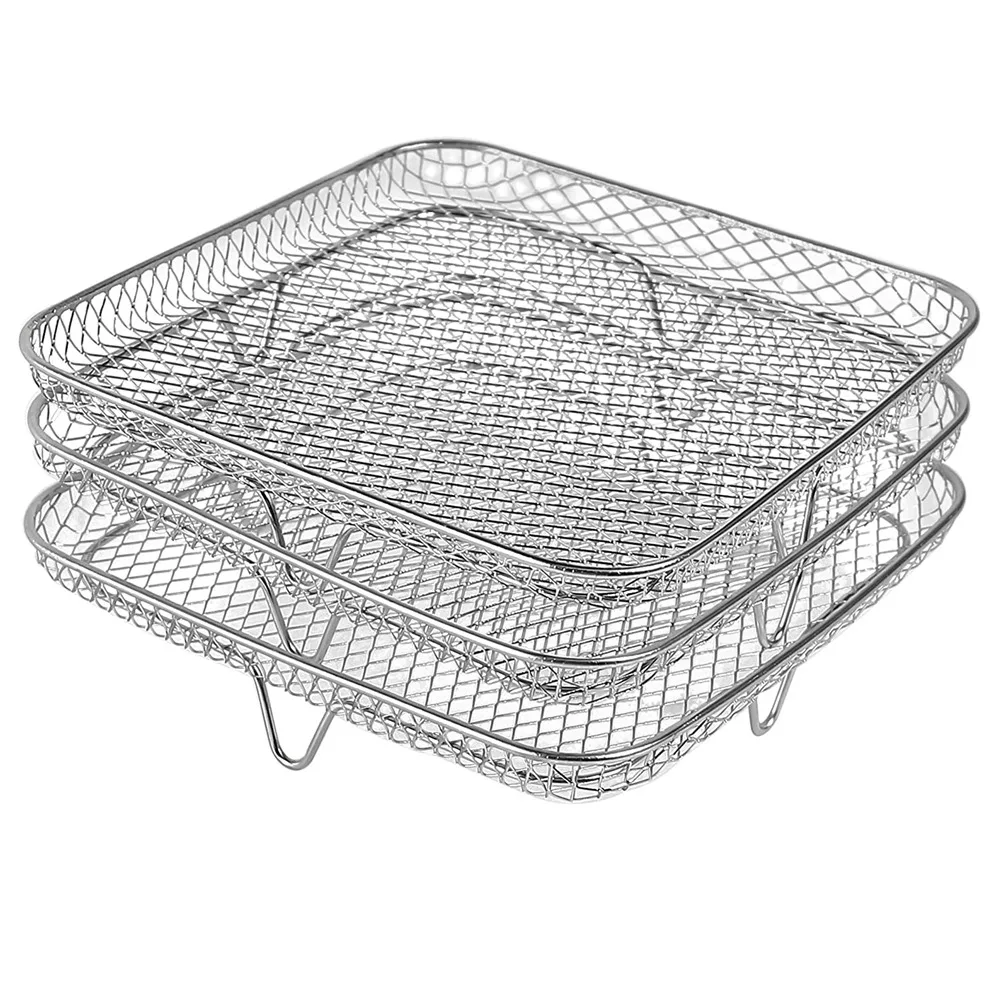 8 Inch Air Fryer Rack for Instant Vortex Air Fryer,Philips,COSORI Air Fryer,Square Three Stackable Dehydrator Racks