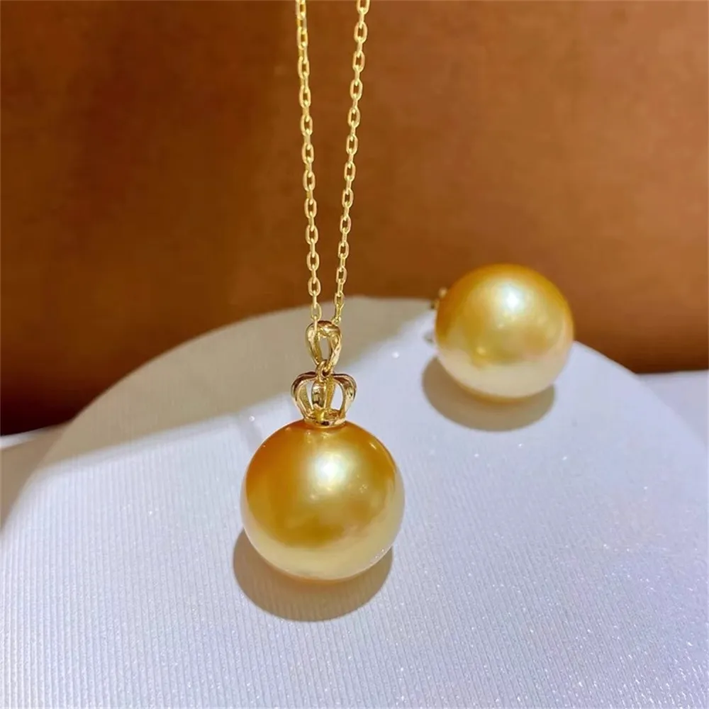 DIY Pearl Accessories S925 Sterling Silver Pendant Empty Gold Silver Necklace Pendant Fit 8-15mm Circle D068