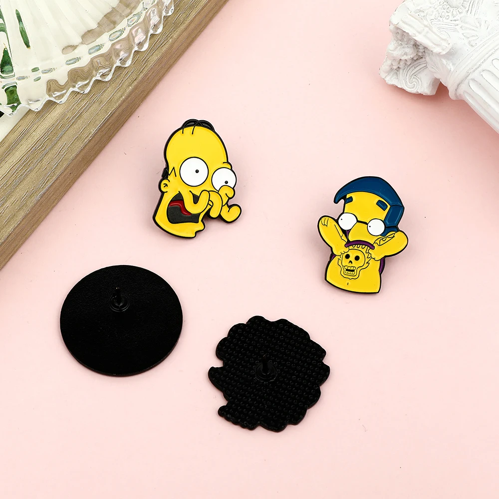 Cute Enamel Simpson Brooch Cartoon Anime Gifts for Fans Funny Anime Periphery Accessories Jewelry Lapel Badge Pin