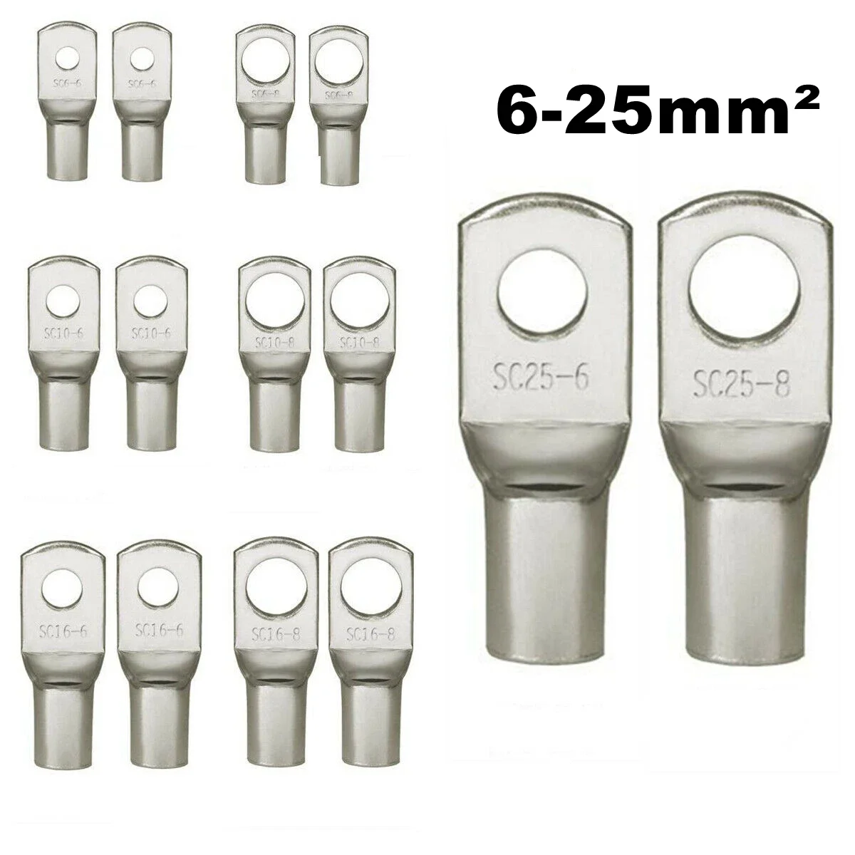 10 pièces SC6-25 cuivre étamé cosses anneau CriAJpolitiquement als fil de batterie connecteurs de câble de soudage