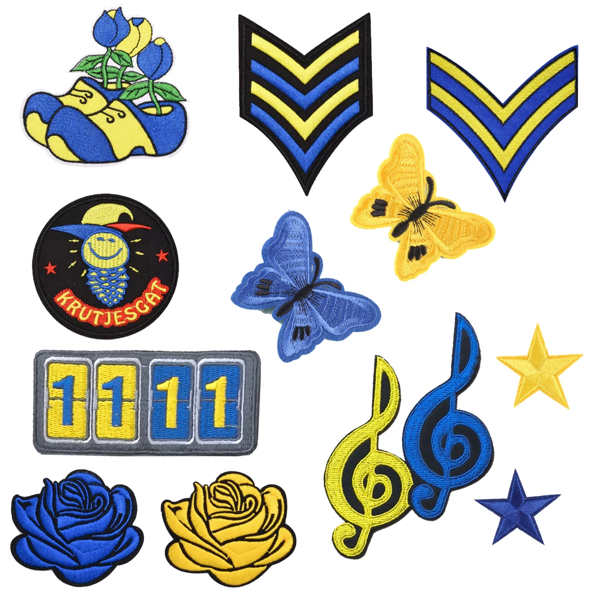 Brabant Carnival Yellow Blue Emblem for Clothing Iron on Embroidered Sew Applique Pig Badge Krullendonk Patches