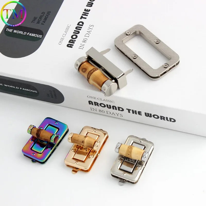 1-5-10 conjuntos 43x2 5mm & 61x33mm bambu turn lock snap lock para bolsa sacos bolsa torção fivelas fechamento fechos decoração acessórios