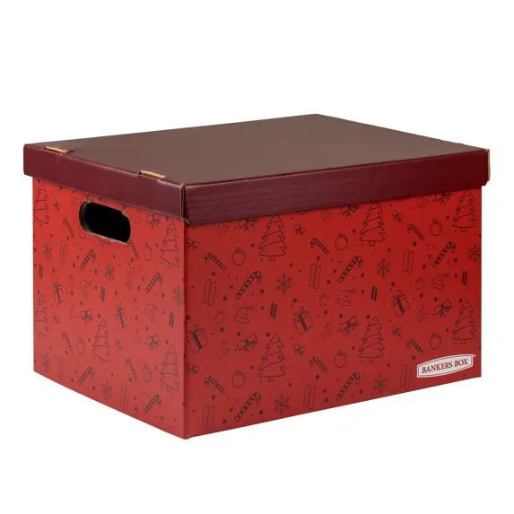 Holiday Corrugate Storage Box, 5 Pack, Red
