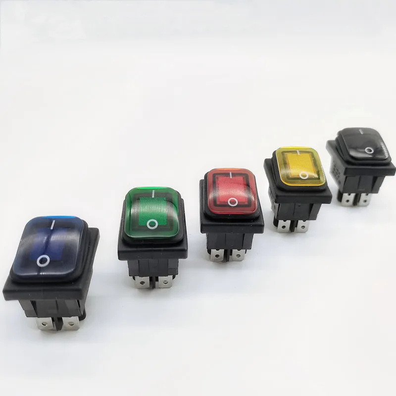 Kcd4 20A / 125V 16A / 250V 4-pin DPST IP67 Sealed Waterproof Rocker Power Switch with LED 12V 220V 30x22