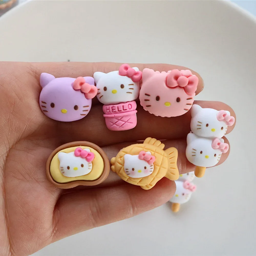 Resin cartoon ice cream cat with bow Flat back Stone Figurines 10PCS Scrapbook DIY Bow Decor Accessories Crafts