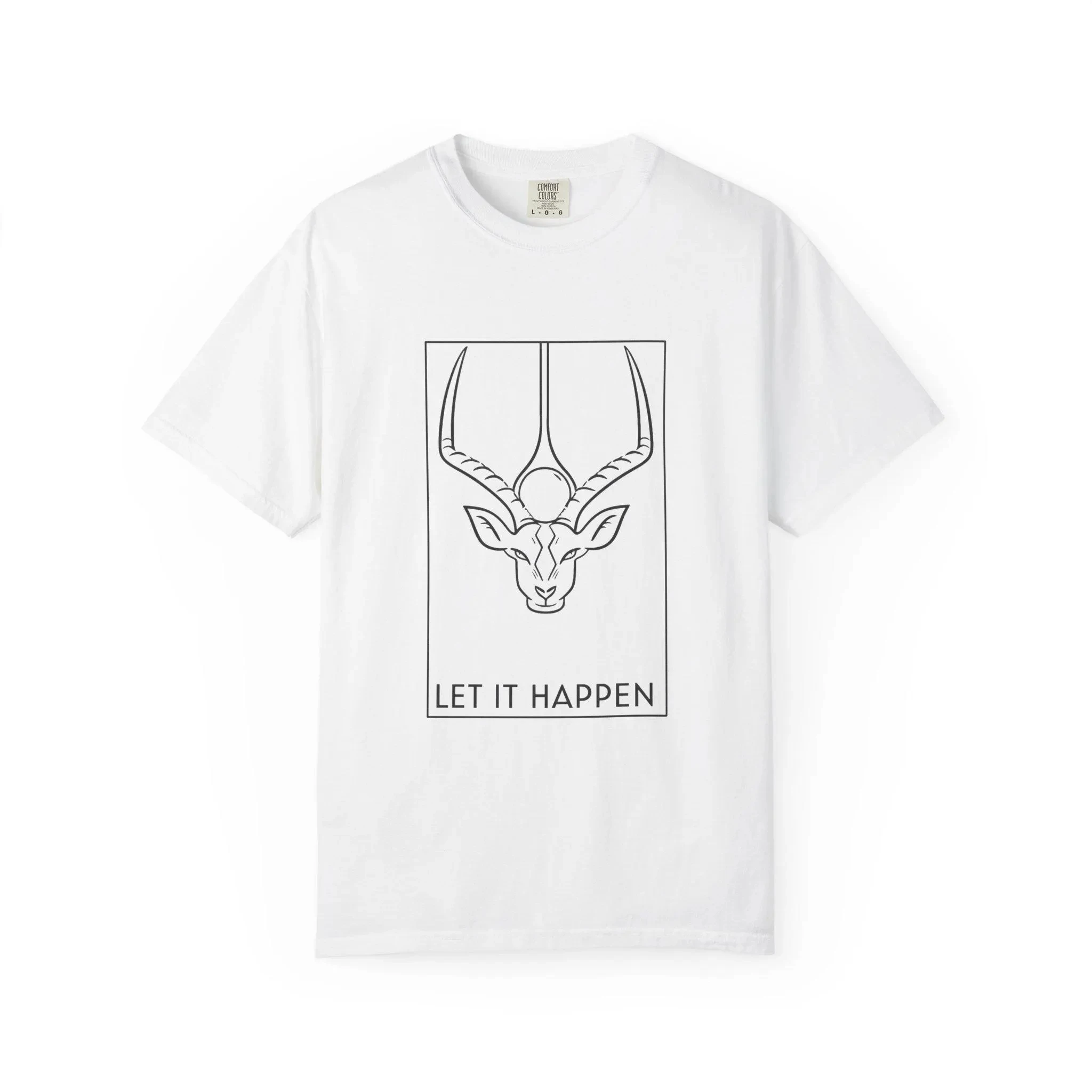 Antelope Skull Line Art Let It Happen T-shirt | Minimal Graphic Tee Fashion Trend - Casual and Comfortable High-Quality T-Shirt