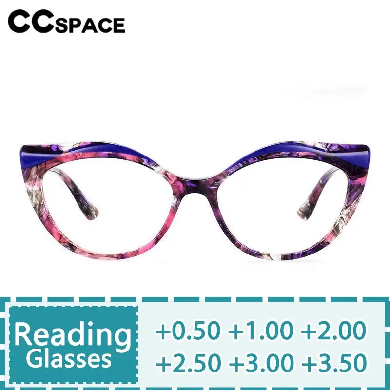 

R56957 Top Quality Reading Glasses +1.00 +2.00 +3.00 Acetate Glasses Frame for Women Cat Eye Leopard No Degree Eyewear