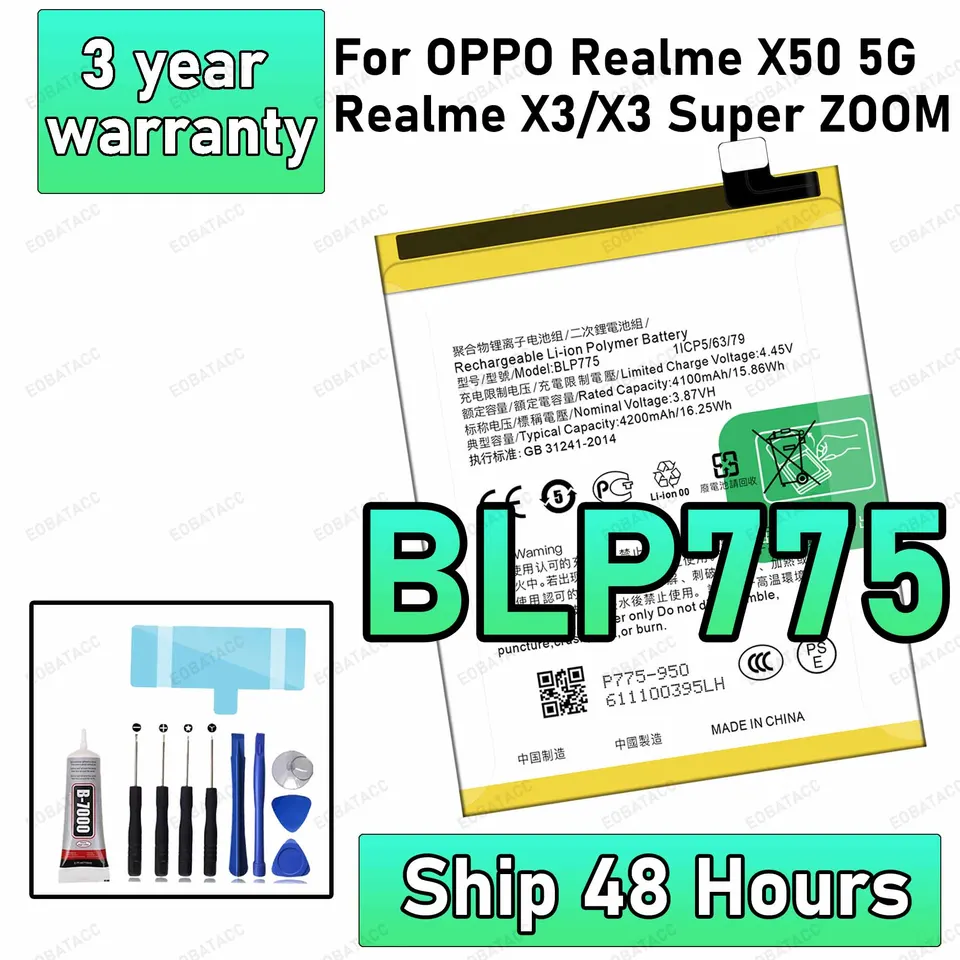 Batería BLP775 100% nueva de alta calidad para Oppo Realme x50 5g/realme x3/x3 super zoom baterías de repuesto batería+herramientas gratis