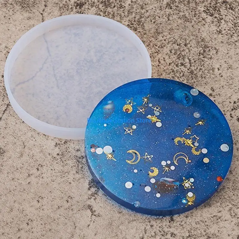 Y55F 2 قطعة قالب كوستر العقيق الكريستال مستدير مربع القدح وسادة الراتنج صب قالب من السيليكون صنع المجوهرات قالب الايبوكسي #4