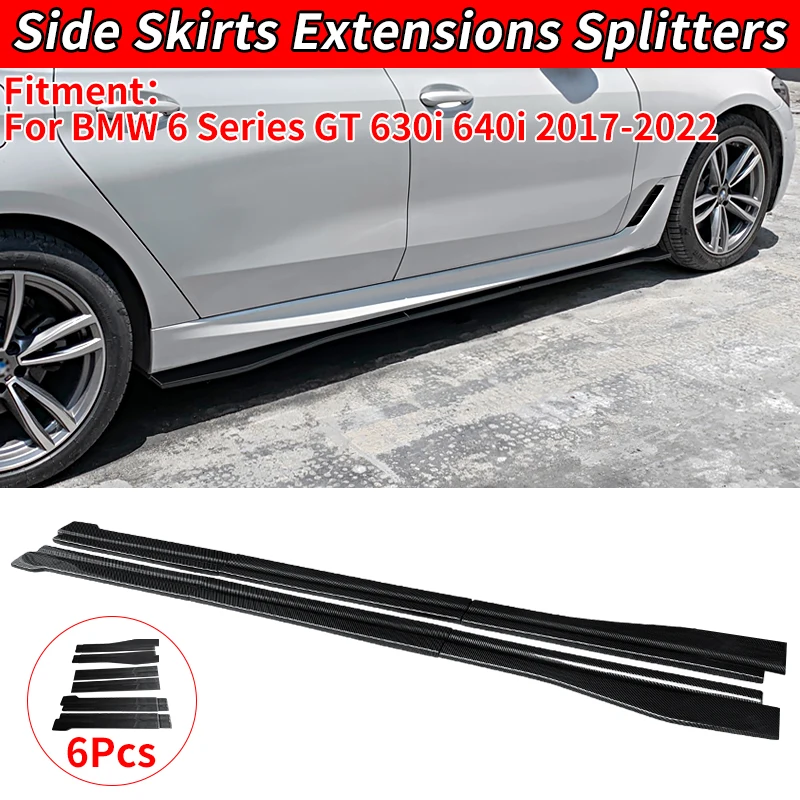 For BMW 6 Series GT 630i 640i 2017-2022 Matt Black / Carbon Fiber Look Plastic Side Skirts Extenstions Bumper Body Kits Apron