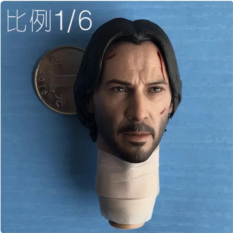 HT Hottoys 1/6 Male Soldier American Tough Guy Keanu Reeves Head Carving Sculpture Model For 12'' Action Figure Body In Stock