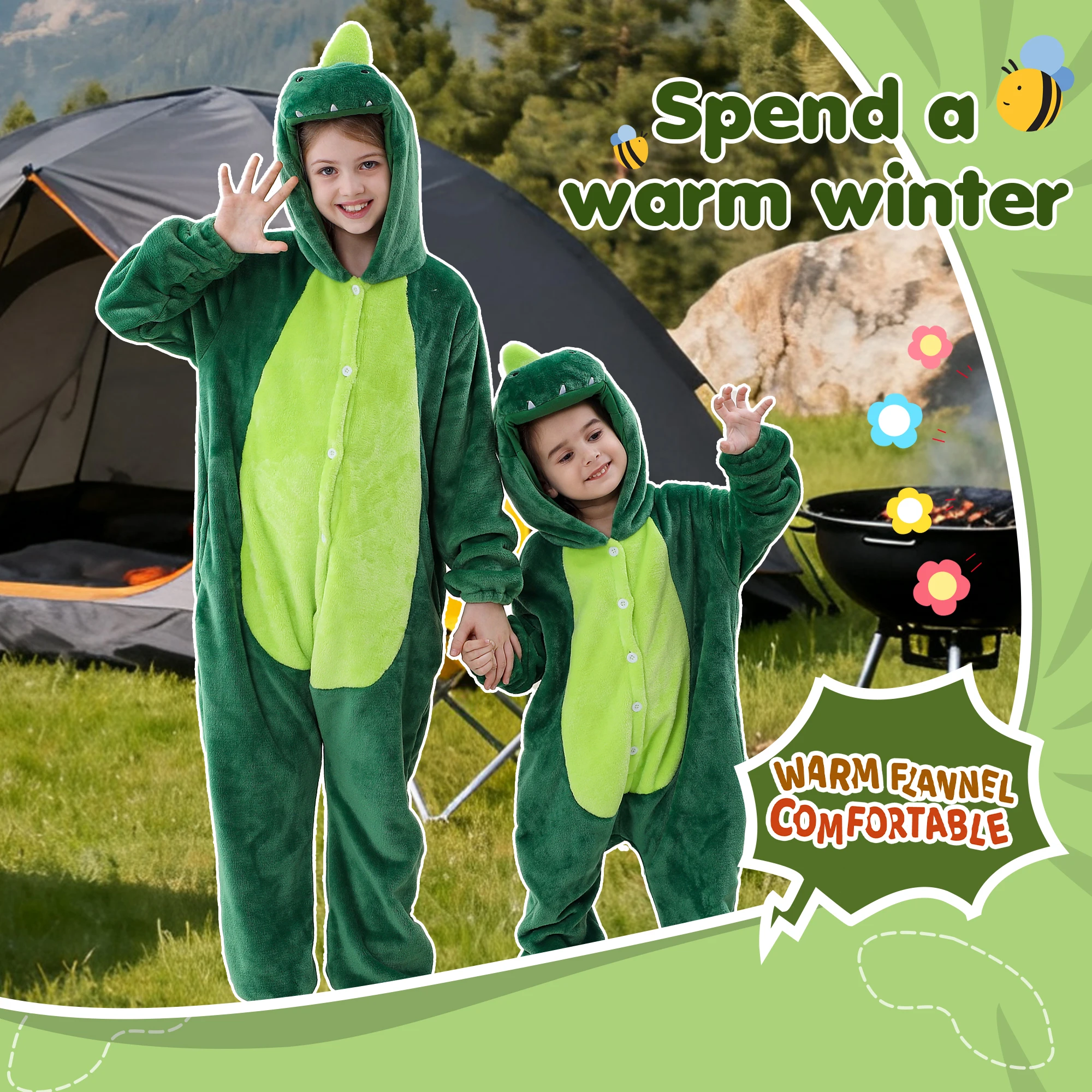 MICHLEY Flannel Blanket Sleepers Onesie Hooded Children Costume Clothes Jumpsuit Sleepwear For Boys Girls