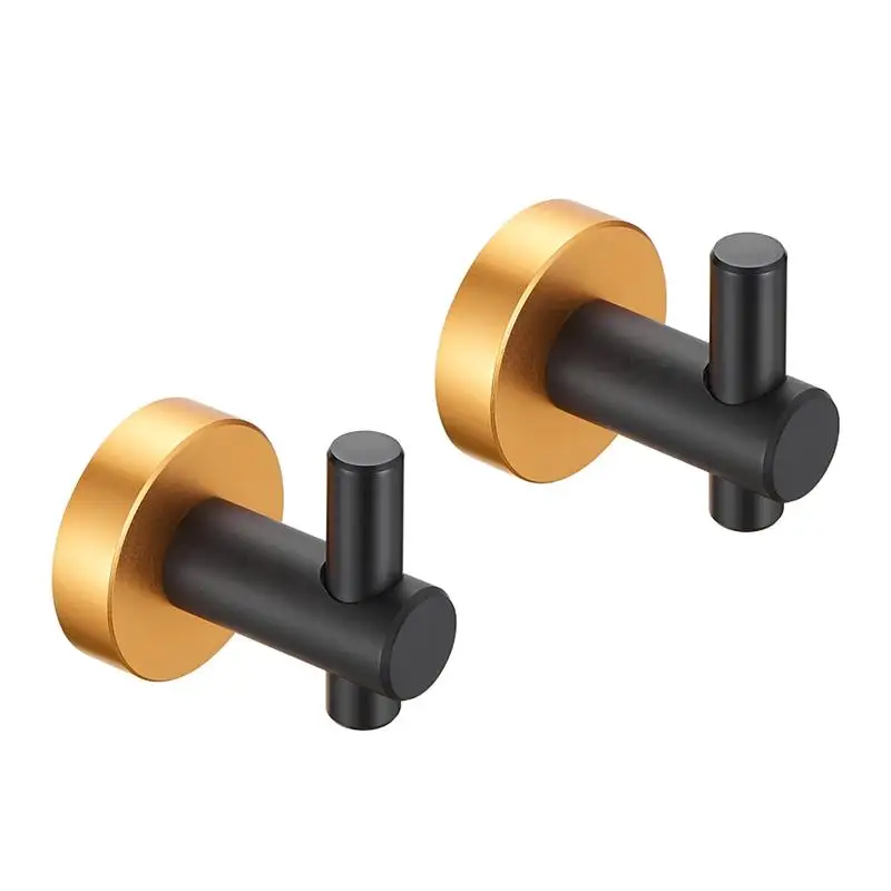

Round Wall Hanging Hook with Screws - Black Gold Design, 2 Pack for Entryway Shoe Cabinet, Wardrobe, Bathroom, Bedroom