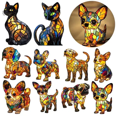 High Quality French Corgi Dog Series Art Night Light LED Resin Animal Night Light Handmade Desk Lamp for Desktop Decorations