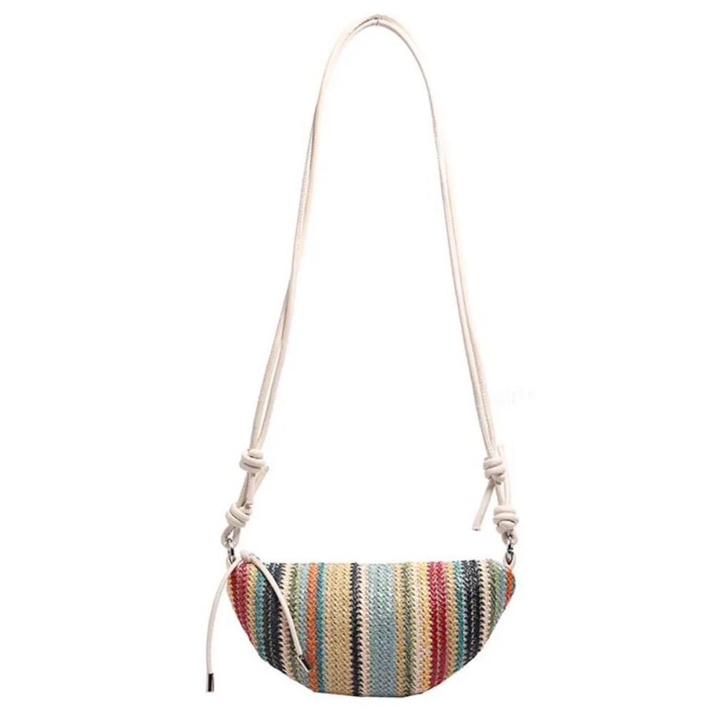 

Large Capacity Straw Woven Shoulder Bag Multicolor Leather Straw Dumpling Bag Polyester Small Pouch Seaside Beach Handbag