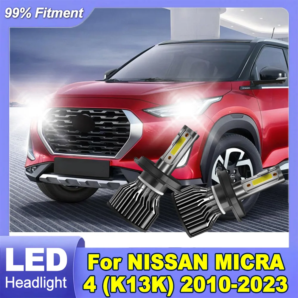 

2X Car LED Headlight 6000K H4 High Low Beam Headlamp 30000LM 300W For NISSAN MICRA 4 (K13K) 2010-2023 Plug and Play Car Light