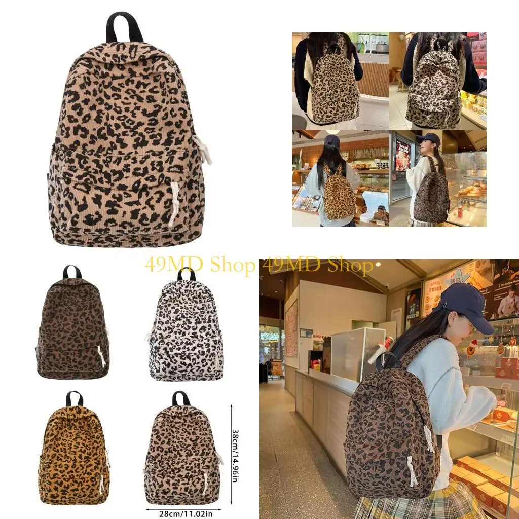 

49MD Large Capacity Daypacks Leopard Print Backpack Teens School Bag Travel Backpack