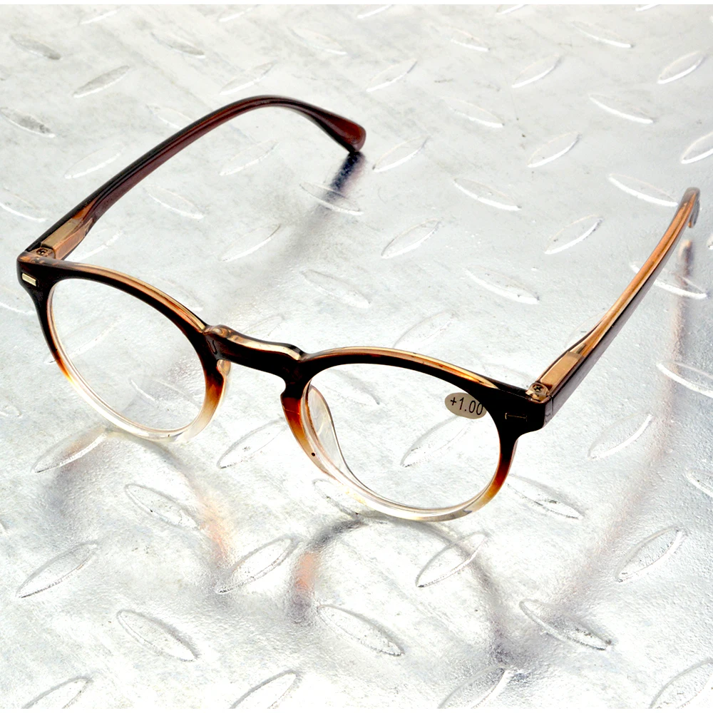 Brown Handcrafted Classic Fashion Round Retro Multi-layer Coating Reading Glasses +0.75 +1 +1.25 +1.5+1.75 +2 +2.25 to +4