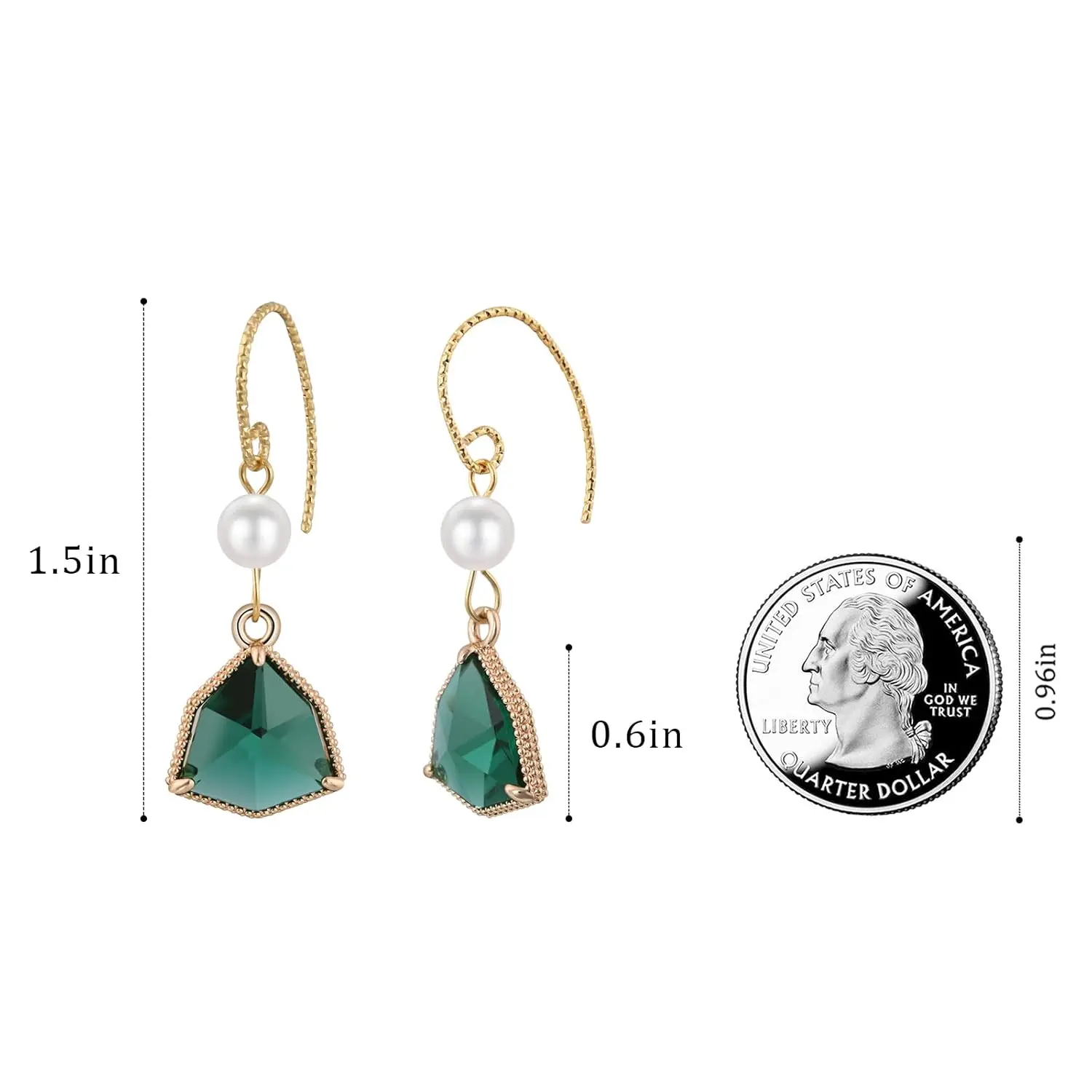골드 도금 녹색 크리스탈 드롭 매달려 귀걸이 여성을위한 빈티지 에메랄드 그린 진주 귀걸이 유행 멋진 귀걸이 적합